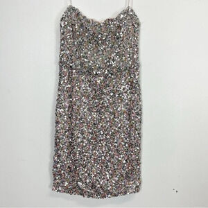 Elodie Dress Womens Medium Multicolor Sequin Mini Strapless